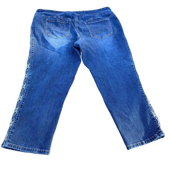 GG Womens Straight Leg Medium Wash Sequin Embroidered Blue Denim Pants Size 22​ - Picture 2 of 11